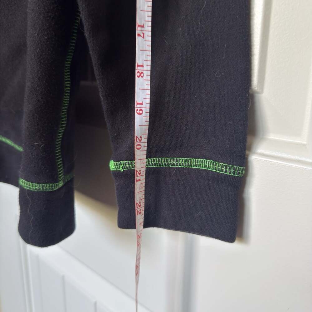 Tek Gear Women's Ultrasoft Fleece Full Zip Black Hooded Jacket  Green Hem Size L - Picture 4 of 5
